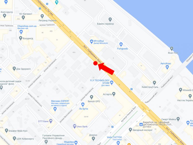 Сітілайт, Київ, Набережно-Хрещатицька вул., 57 / вул. Ярославська, з центру