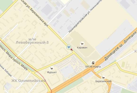 Билборд/Щит, Днепр, вул.Березинська, 31, навпроти ТРЦ "Караван", біля супермаркету "Олди"/ул.Березинская, 31, напротив ТРЦ "Караван", возле супермаркета "Олди"