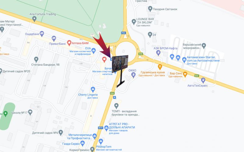 Билборд/Щит, Тернополь, вул.Протасевича/Збаразьке кільце-азс ОККО (А) правий)