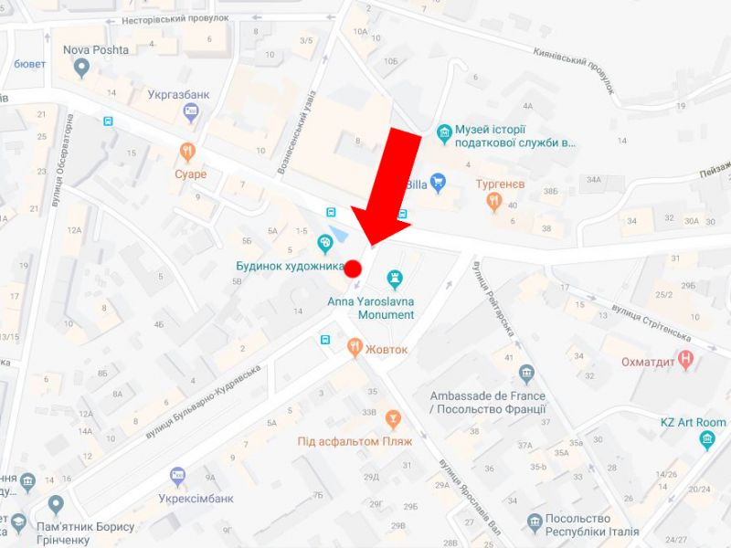 Сітілайт, Київ, Львівська пл., "Будинок Художника", в сторону Бульварно-Кудрявська вул. (колиш. Воровського вул.), Ярославів Вал вул.
