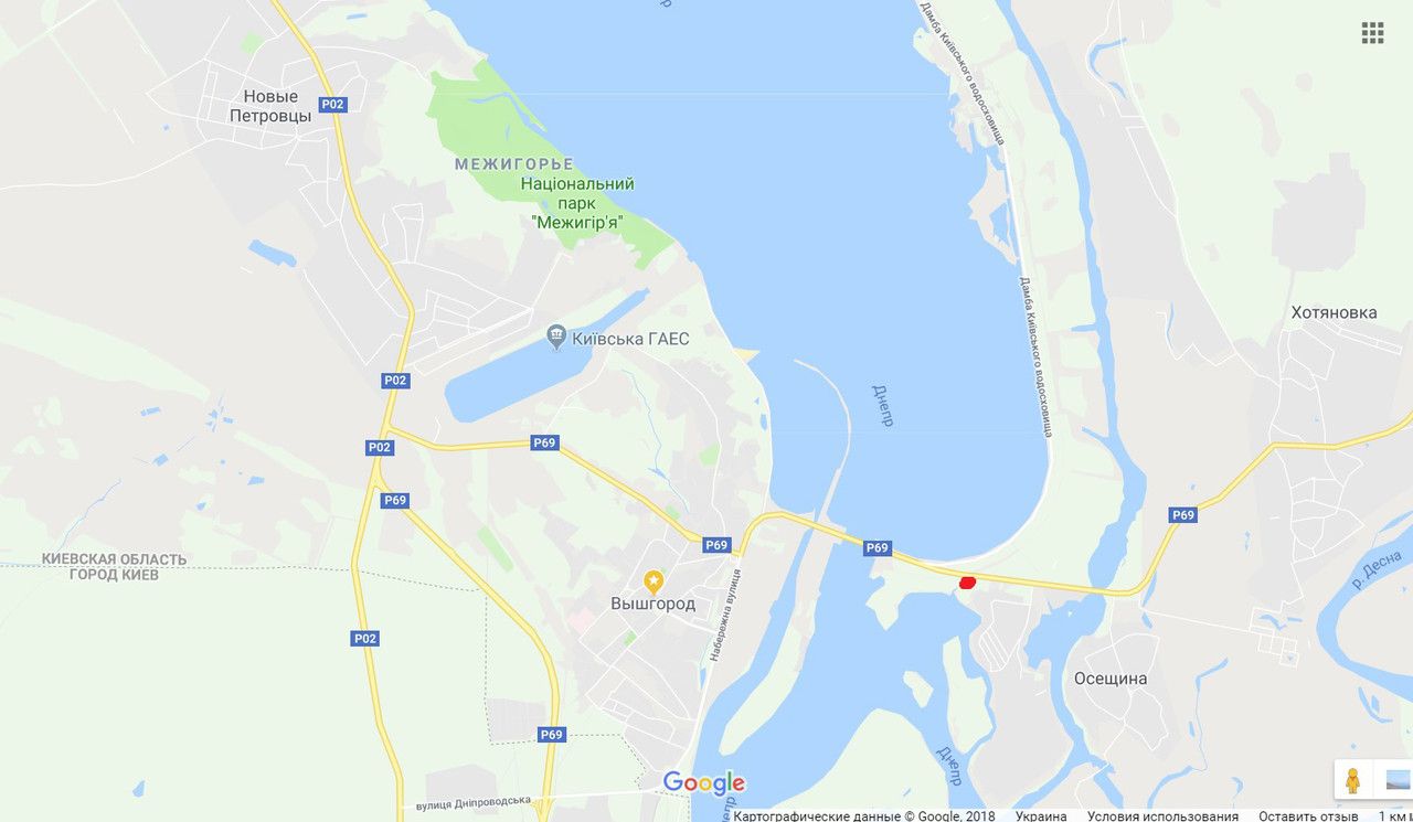 Билборд/Щит, Вышгород, г.Вышгород,до ГЭС 850 м.направление от Хотяновка-Осещина (Б)