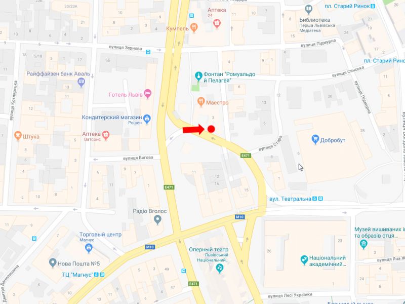 Ситилайт, Львов, Чорновала пр. - Різні пл., за Оперним театром (зупинка "Площа Різні") (права), в центр