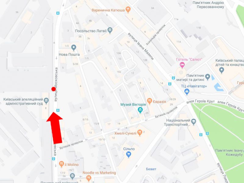 Ситилайт, Киев, Московська вул., 8, в сторону ст. м. «Арсенальна»