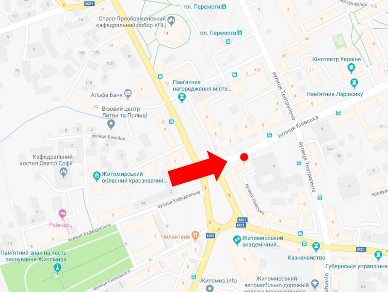 Ситилайт, Житомир, Київська вул., 2, зупинка "Соборна пл.", біля центру "Vodafone", в сторону вул. Театральної
