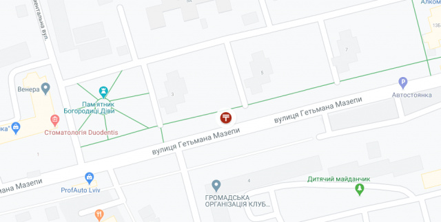 Билборд/Щит, Львов, Мазепи Гетьмана вул., 5, (Супермаркет "Сільпо", Ломбард "Перший", Банк Cashpoint, магазин автозапчастин ProfAuto Lviv, Автостоянка ), в напрямку Грінченка вул.