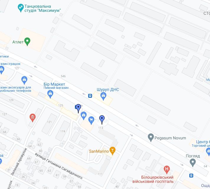 Білборд/Щит, Біла Церква, Б-р. Олександрійський, буд 113 (напрямок з центру)