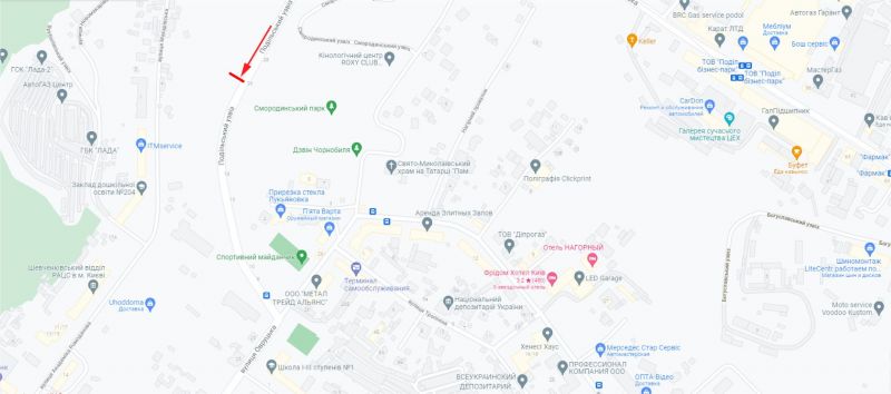 Ситилайт, Киев, Подільський узвіз біля стадіону "Спартак" в напрямку до вул. Овруцька