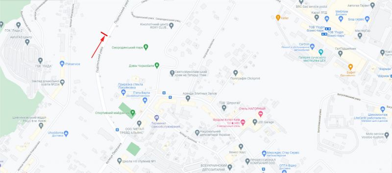 Ситилайт, Киев, Подільський узвіз біля стадіону "Спартак" в напрямку до вул. Кирилівська