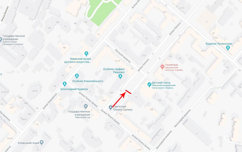 Скролл/Ситилайт, Киев, Липська вул. 15, бульварна частина, ресторан  "LeepSky" , рух в напрямку вул. П. Орлика