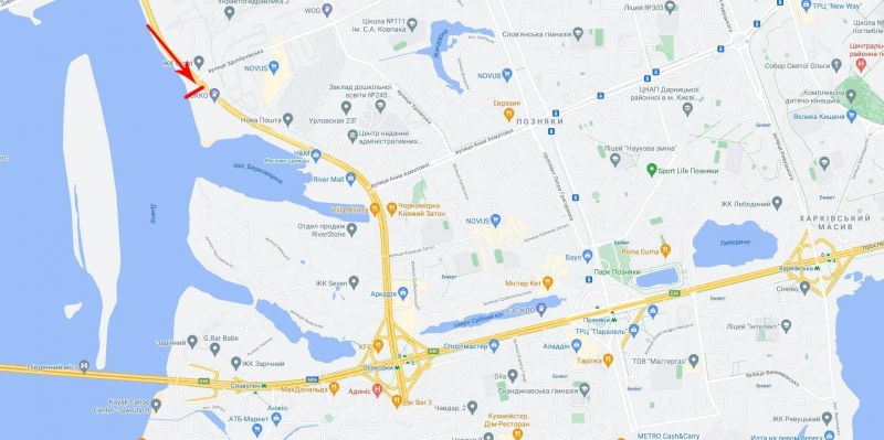 Скролл/Ситиборд, Киев, Дніпровська набережна/ вул. Здолбунівська, на світлофорі біля АЗС "OKKO"