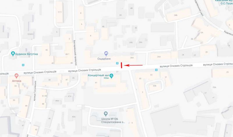 Скролл/Ситилайт, Киев, Січових Стрільців (Артема) вул. 32-38, біля супермаркету Сільпо, рух в напрямку Бехтеровський пр.