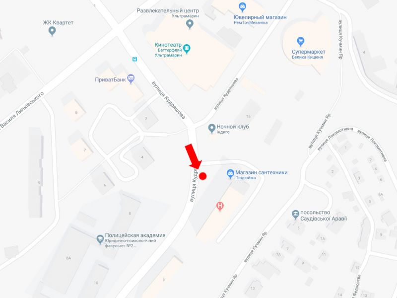 Беклайт, Київ, Кудряшова вул., 3, "Ультрамарин", клуб "Indigo", супермаркет "Велика Кишеня", в бік Механізаторів вул.