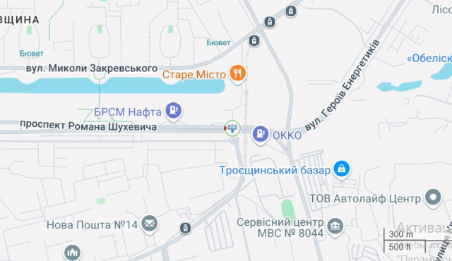 Ролер/Призматрон, Київ, Шухевича Романа просп.(Ватутіна Генерала просп.), 30 (АЗС "ОККО"), в напрямку Троєщинський ринок