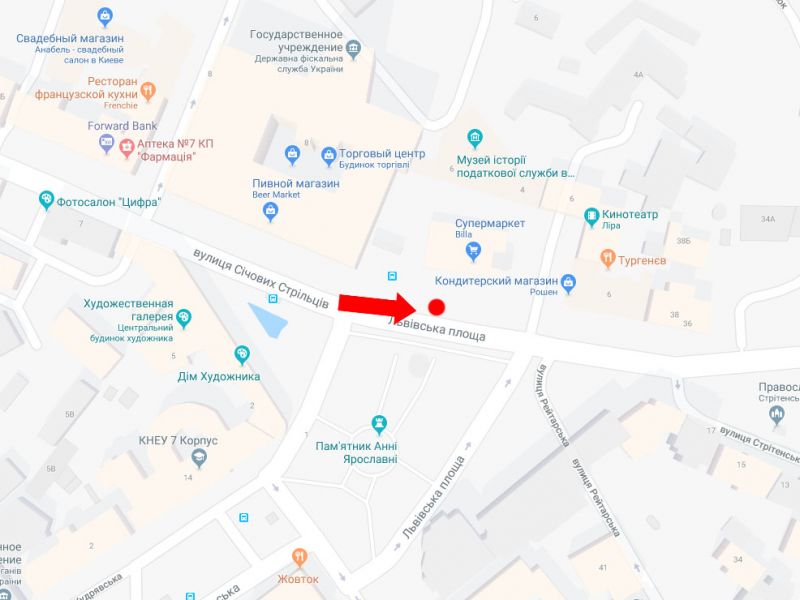 Сітілайт, Київ, Січових стрільців вул., 8Б / Львівська пл., біля супермаркету "Novus", в центр