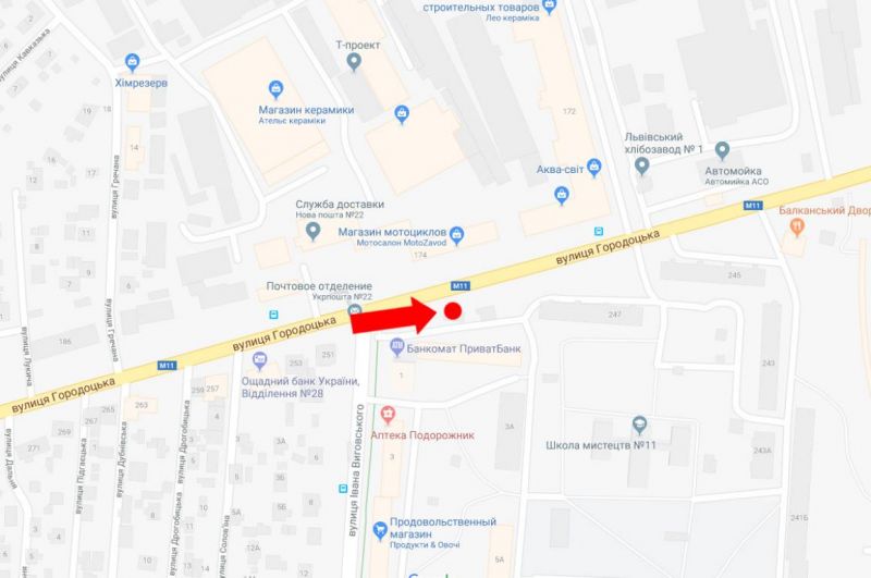 Ситилайт, Львов, Городоцька вул., 249 - вул. Виговського зуп. "Мотозавод", в центр