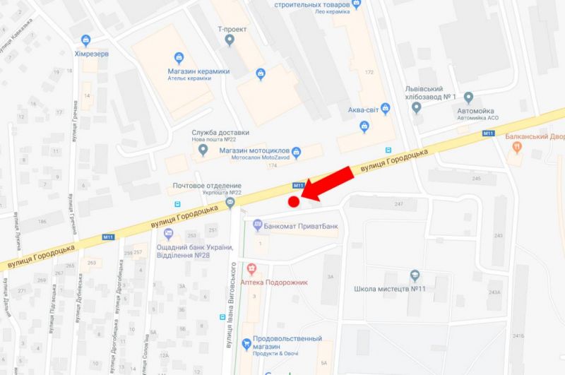 Ситилайт, Львов, Городоцька вул., 249 - вул. Виговського зуп. "Мотозавод", з центру