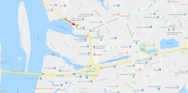 Скролл/Ситиборд, Киев, Дніпровська набережна 17, на світлофорі біля ТЦ "River Mall"