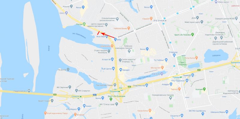 Скролл/Ситиборд, Киев, Дніпровська набережна 17, біля ТЦ "River Mall", в напрямку до мосту Патона