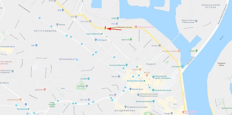 Скролл/Ситиборд, Киев, Набережно-Лугова вул. 23 - вул. Межигірська, з центру