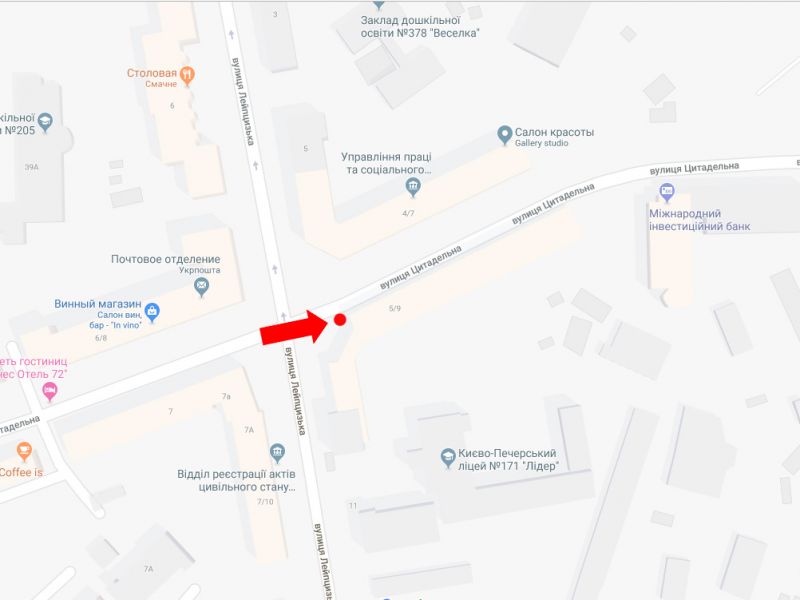 Сітілайт, Київ, Цитадельна вул., 5/9 - вул. Лейпцизька, в сторону вул. Лаврська