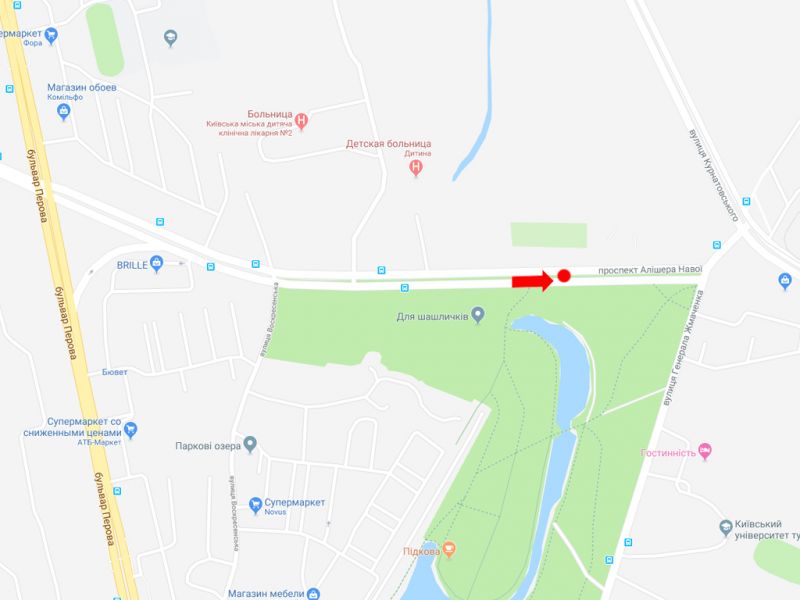Билборд/Щит, Киев, Навої пр., роздільник, в сторону ринку "Юність", вул. Братиславської