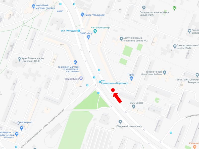 Білборд/Щит, Київ, Симиренка вул., 5 - вул. Григоровича Барського, в сторону ринку "Дніпро", пр. Курбаса