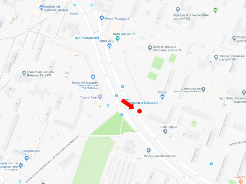 Білборд/Щит, Київ, Симиренка вул., 5 - вул. Григоровича Барського, в сторону вул. Булгакова