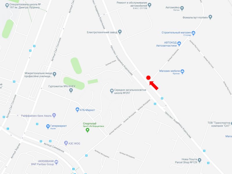 Билборд/Щит, Киев, Корольова пр. - вул. Пшенична, в бік пр. Курбаса