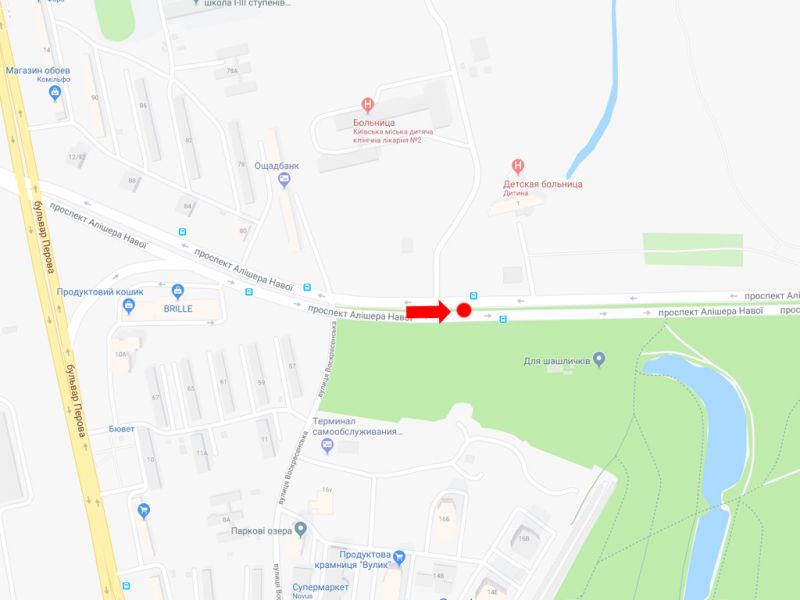 Білборд/Щит, Київ, Навої пр., 1а, роздільник, в сторону ринку "Юність", вул. Братиславської