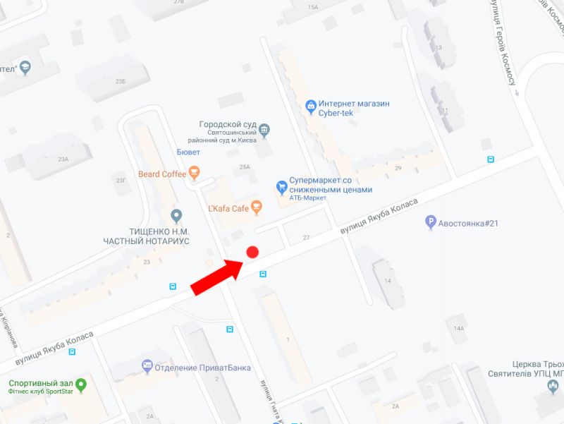 Білборд/Щит, Київ, Коласа вул., 25 - вул. Юри, на світлофорі, біля "АТБ", в сторону вул. Героїв Космосу, АЗС "Socar"