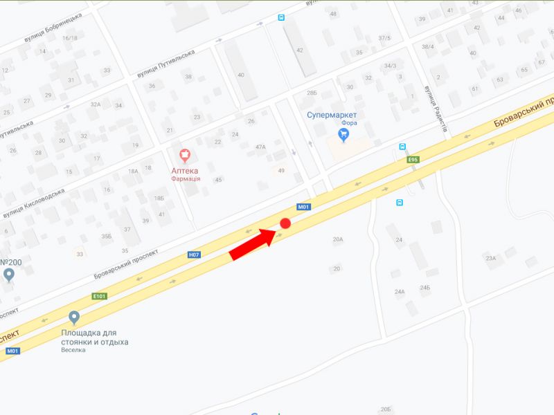 Білборд/Щит, Київ, Броварський пр., 45, роздільник, в сторону Броварів