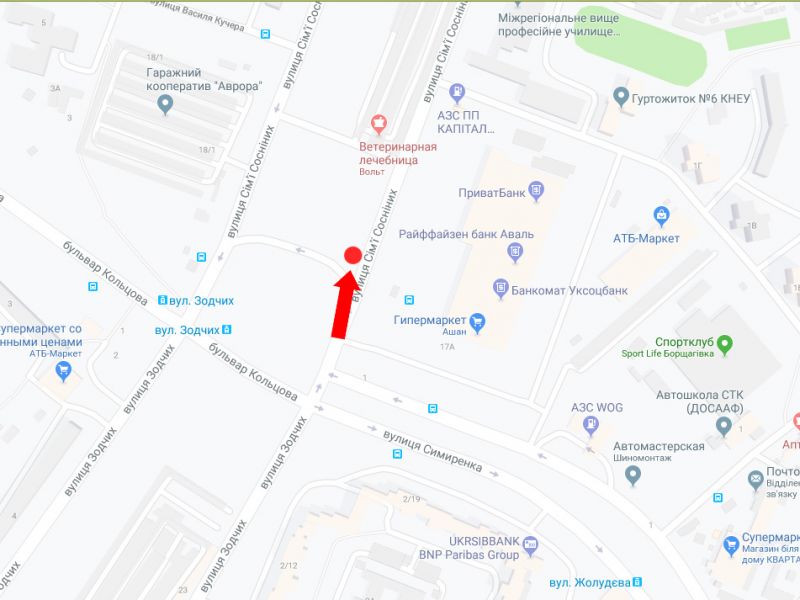 Білборд/Щит, Київ, Сім'ї Сосніних вул. - бул. Кольцова, біля супермаркету "Ашан", в бік пр. Курбаса