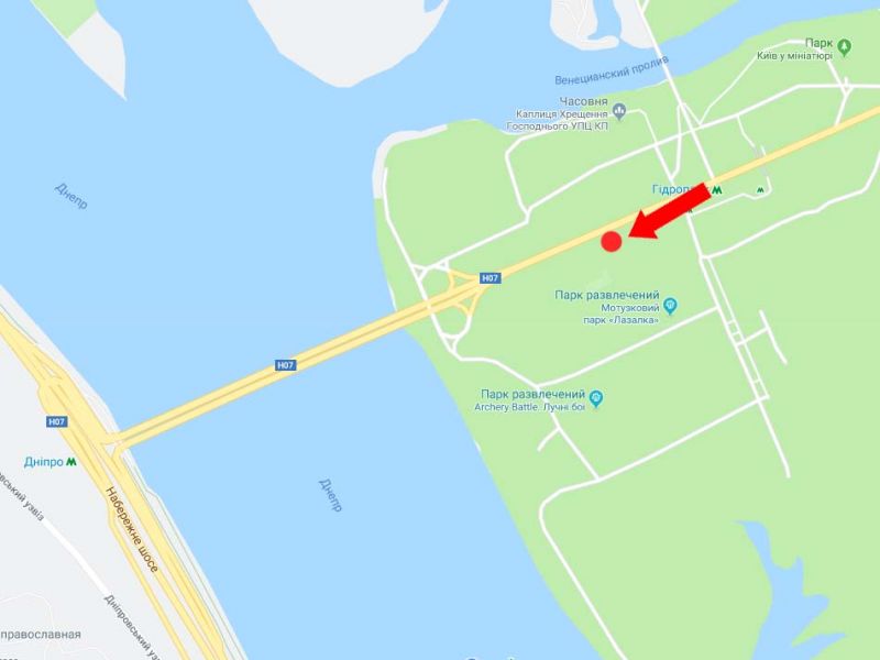 Роллер/Призматрон, Киев, Броварський пр., перед мостом метро, ??300 м ст. м. "Гідропарк", в центр