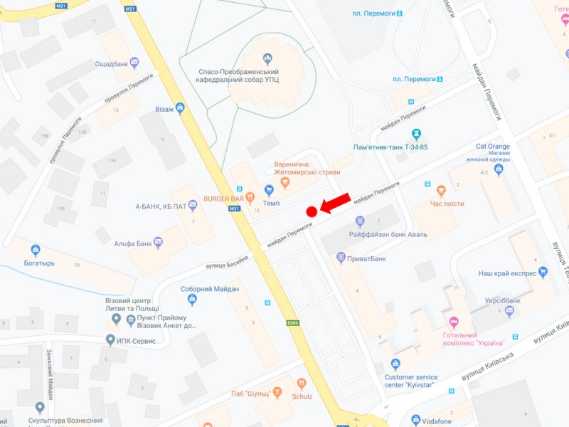 Ситилайт, Житомир, Перемоги пл., 1/12, біля магазину "ТЕМП", зупинка "пл. Перемоги", центр