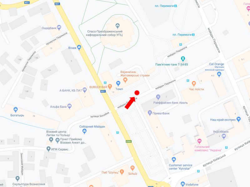 Ситилайт, Житомир, Перемоги пл., 1/12, біля магазину "ТЕМП", зупинка "пл. Перемоги", центр