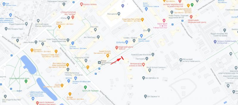Ролер/Призматрон, Київ, Ломоносова вул. 56, медичний центр "Сінево", рух в напрямку Максимовича вул.