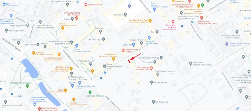 Ролер/Призматрон, Київ, Ломоносова вул. 56, медичний центр "Сінево", рух в напрямку Маршала Конєва вул.