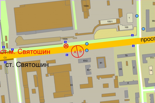 Скрол/Сітіборд, Київ, Берестейський (Перемоги) пр-кт, 83/2, вихід м.Святошин, рух від центру міста, ліворуч