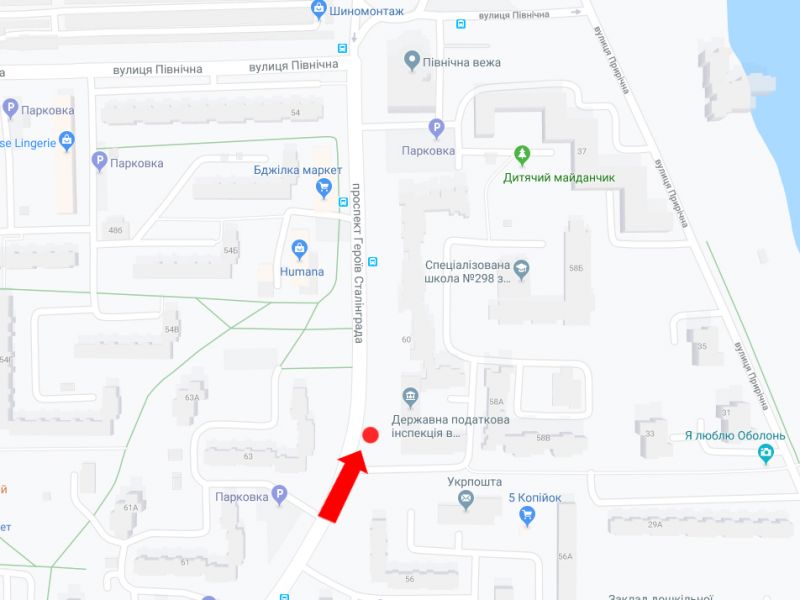 Білборд/Щит, Київ, Героїв Сталінграда пр., 58 в сторону вул. Північної