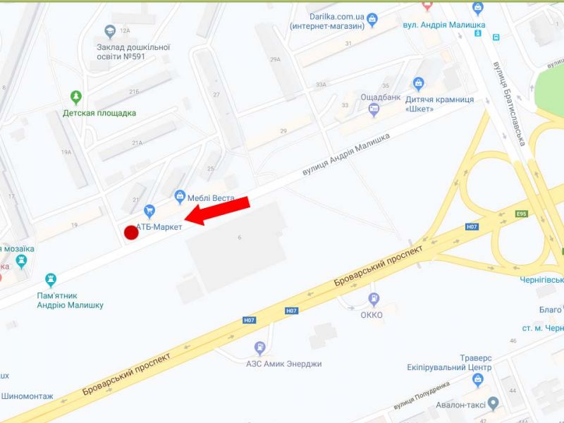 Билборд/Щит, Киев, Малишка вул., 25/1, біля супермаркету "АТБ", в сторону ст.м. "Дарниця"