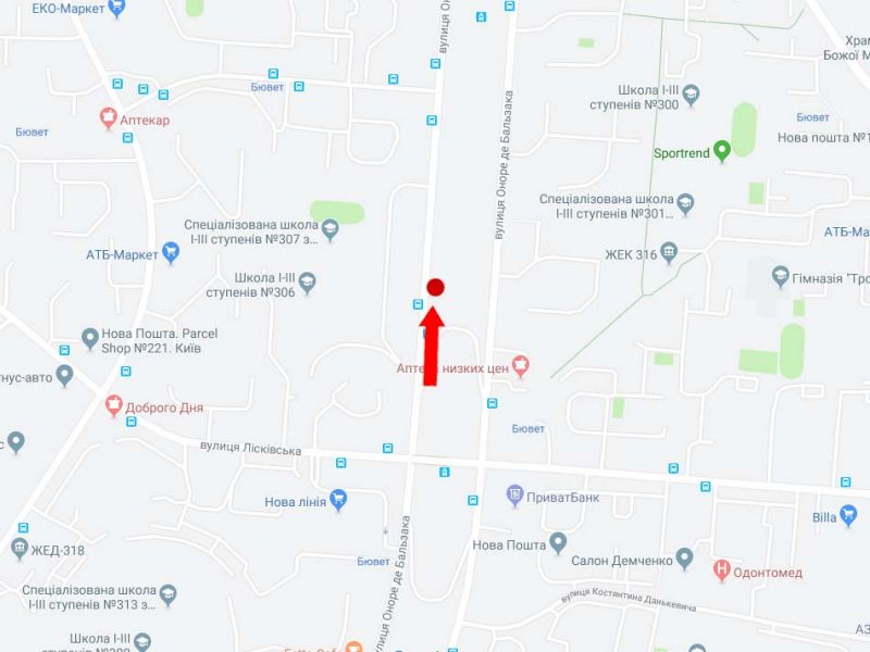 Билборд/Щит, Киев, Бальзака вул., 77, в сторону вул. Милославської