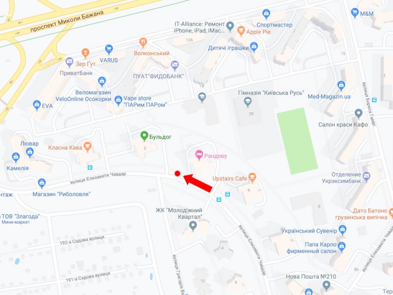Билборд/Щит, Киев, Чавдар вул., 7, в сторону Дніпровської наб., пр. Бажана