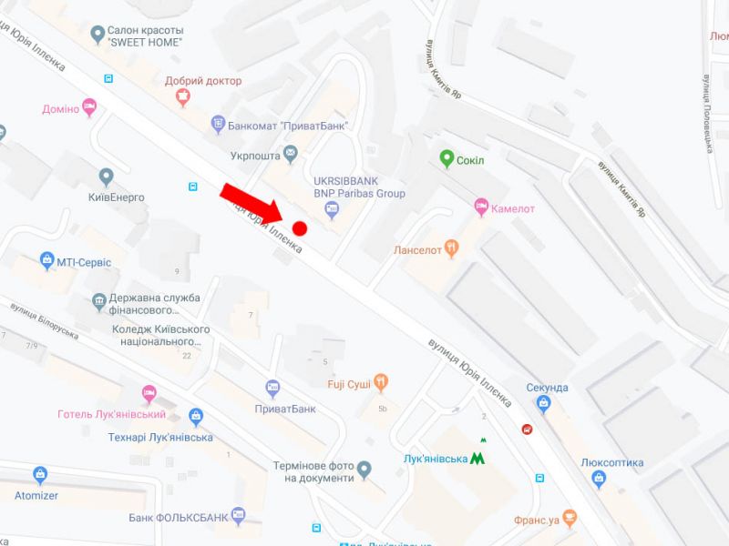 Ситилайт, Киев, Іллєнко вул. (колиш. Мельникова вул.), 6, в сторону ст.м. "Лук'янівська"