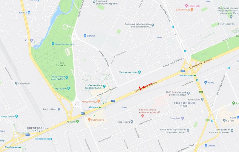 Ролер/Призматрон, Київ, Броварський пр-т 29, рух в напрямку ст. м. "Лівобережна", "McDonald's"