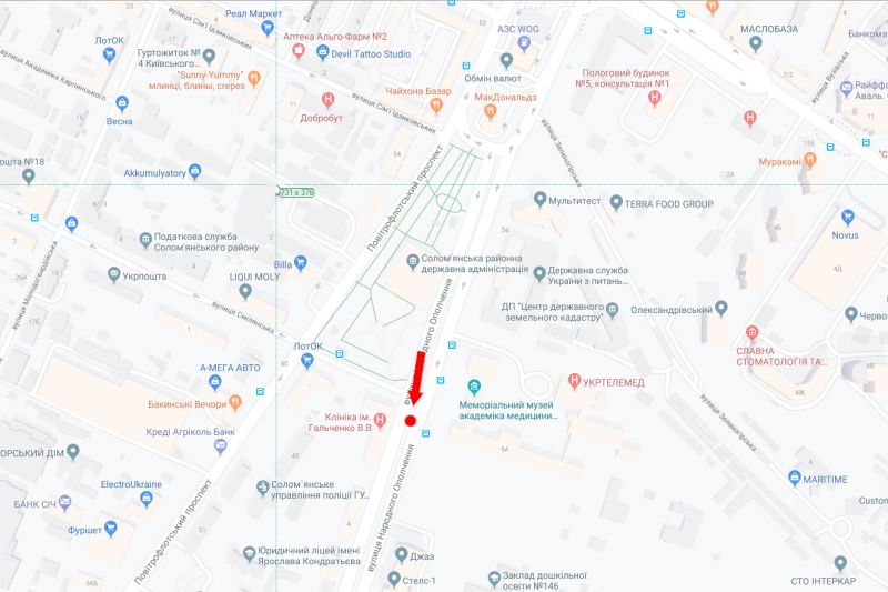 Сітілайт, Київ, Народного Ополчення вул., 2, роздільник, на світлофорі, в сторону аеропорту "Київ"
