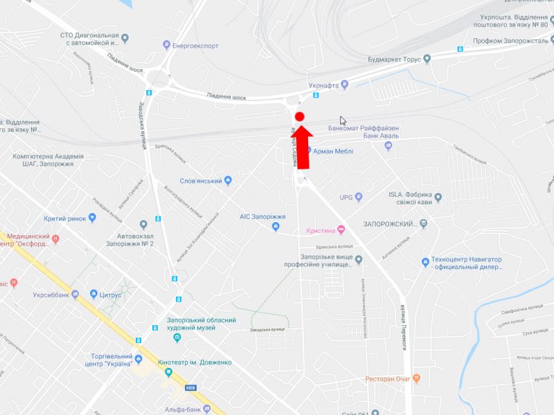 Білборд/Щит, Запоріжжя, Сєдова вул. - Південне шосе, біля залізничного мосту, з центру