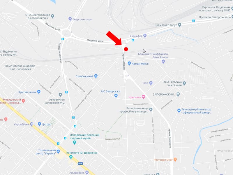 Билборд/Щит, Запорожье, Сєдова вул. - Південне шосе, біля залізничного мосту, в центр