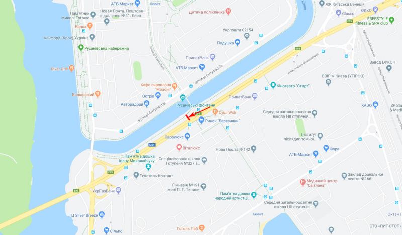 Скрол/Сітіборд, Київ, Соборності пр-т (Возз'єднання) в центр, за пішохідним мостом на Русанівку