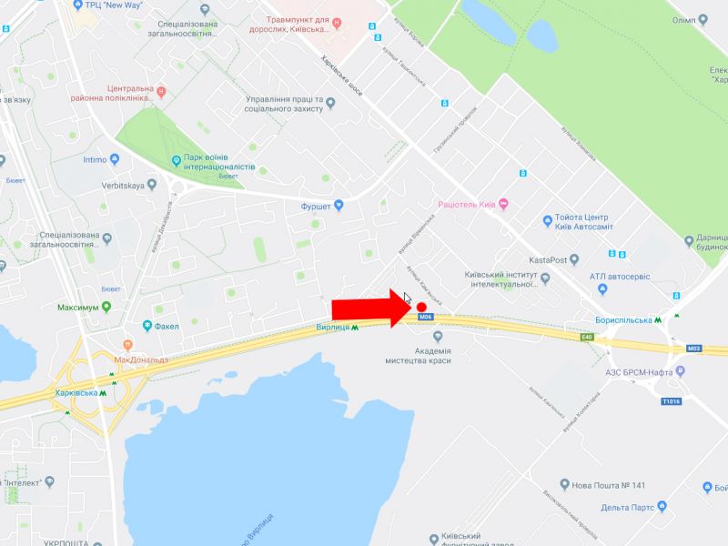 Билборд/Щит, Киев, Бажана пр. - вул. Чернігівська, ст.м. "Вирлиця", навпроти АЗС "Glusco", в сторону Харківської пл., аеропорту Бориспіль
