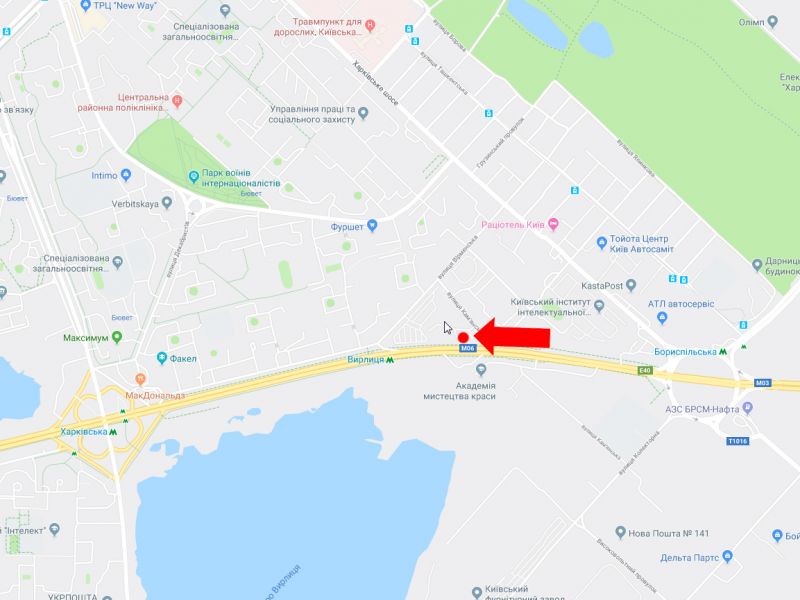 Ролер/Призматрон, Київ, Бажана пр. - вул. Чернігівська, ст.м. "Вирлиця", навпроти АЗС "Glusco", в сторону центру